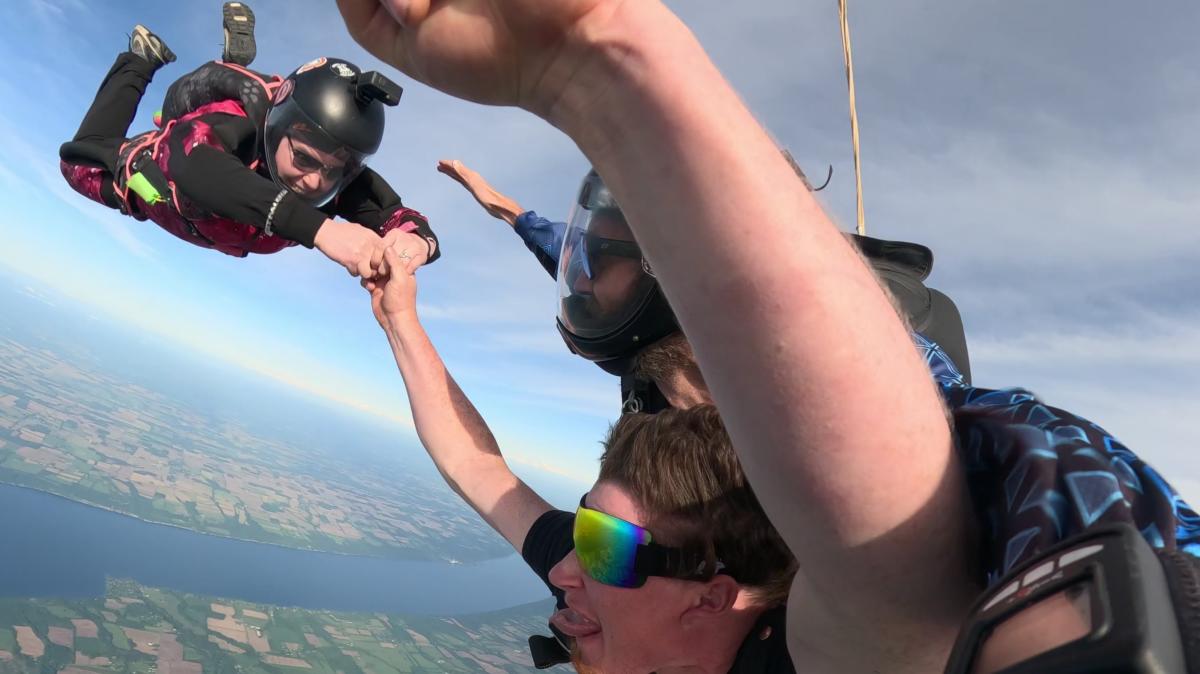 tandem student screaming skydive seneca lake