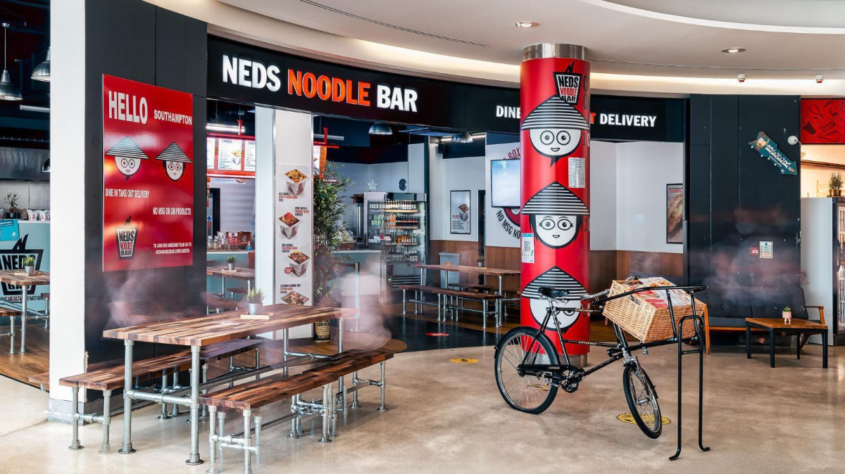 Frontage of Neds Noodle Bar inside of the Marlands