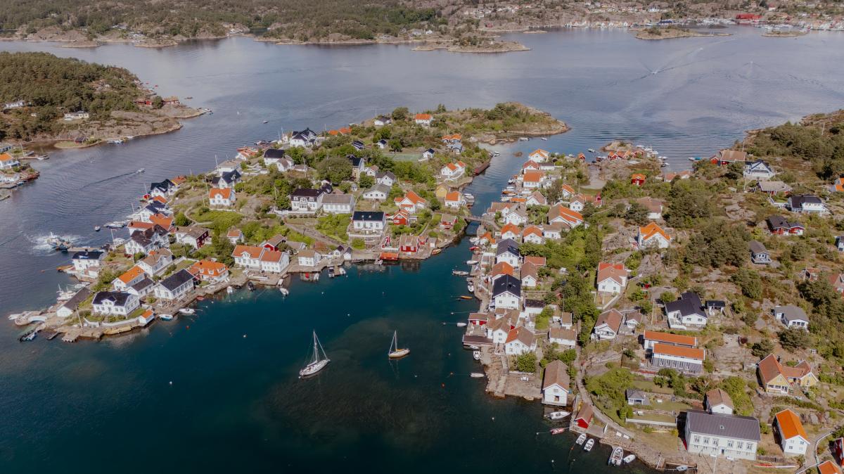 Dronebilde tatt av Lyngør
