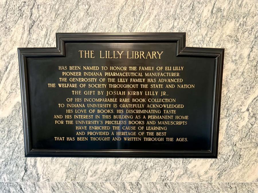 Lilly Library dedication plaque, Indiana University Bloomington