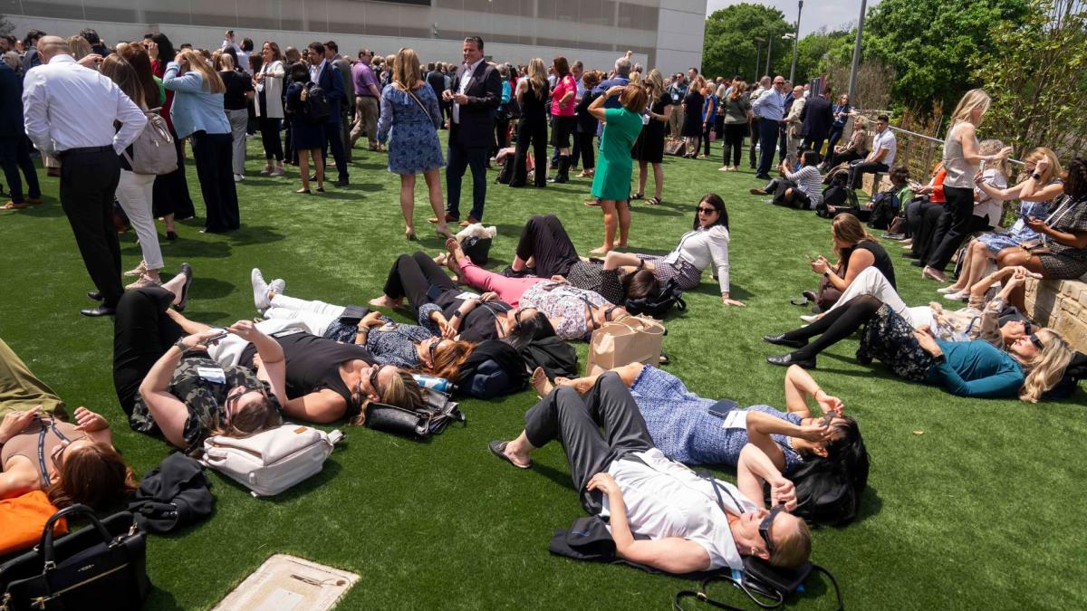 Attendees of Conference Direct’s Annual Partner Meeting watch the total solar eclipse.