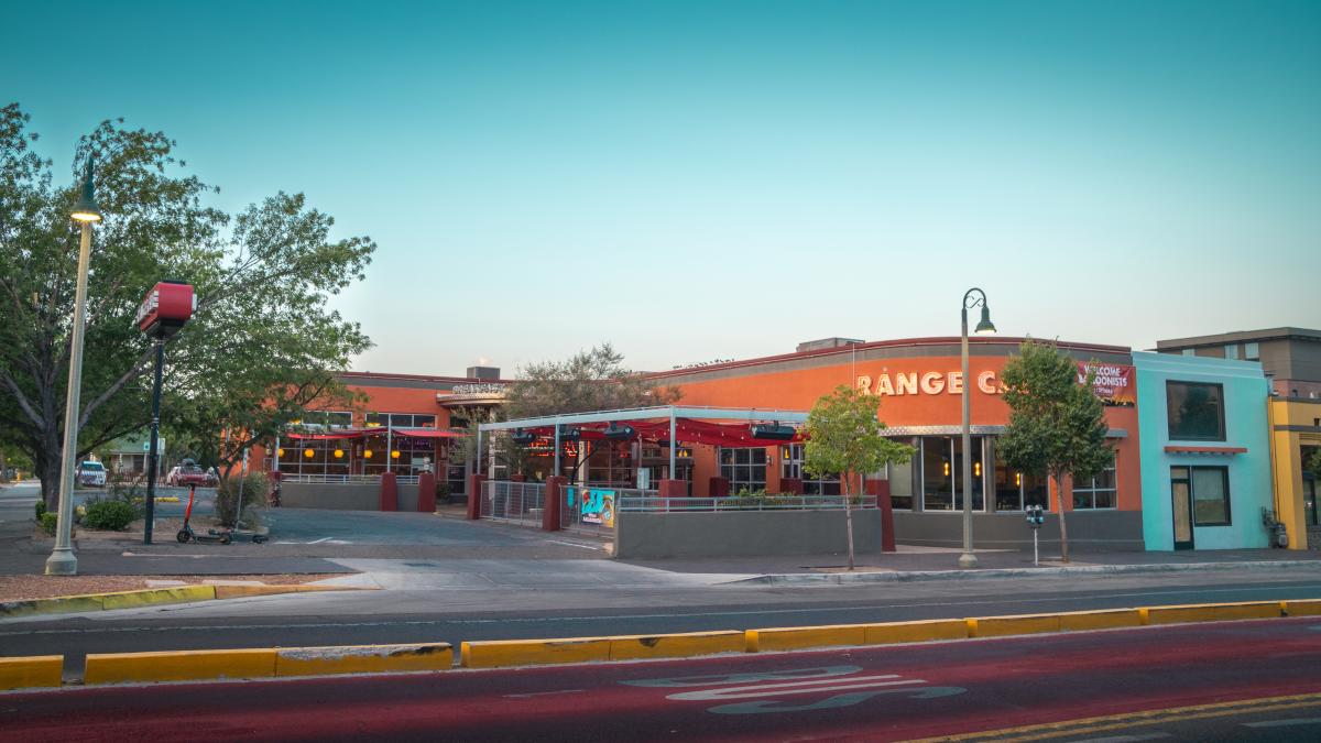 A morning view of the Range Cafe's EDo location in the historic Carothers & Mauldin Texaco Station.