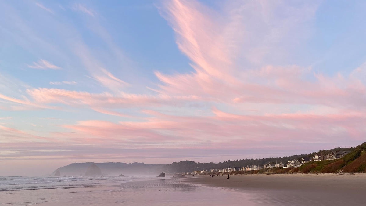 Pink Whispy Clouds in Cannon Beach