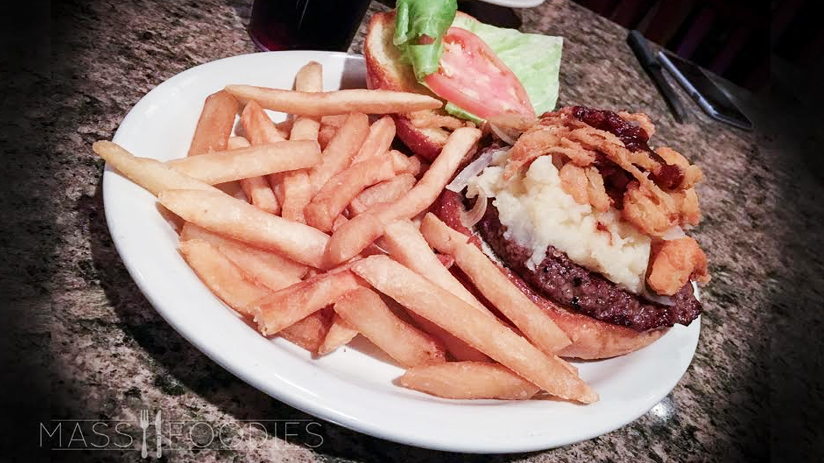 The Mashed Burger from J. Anthony's Italian Grill in Auburn, MA.