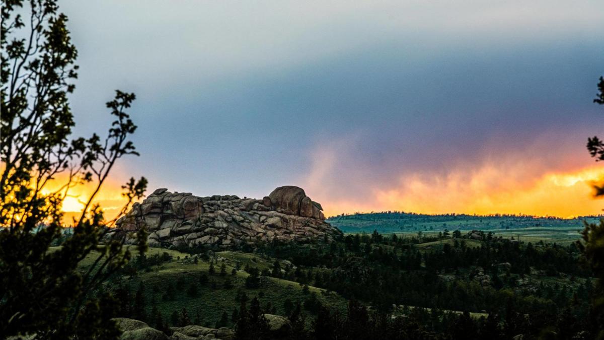 A sunset in Medicine Bow National Forest, a popular budget-friendly activity for families in Cheyenne.