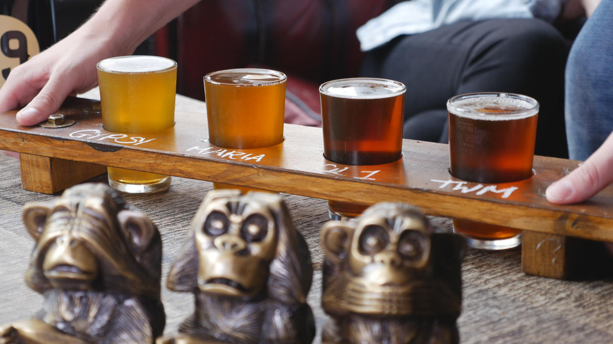 A beer tasting selection from Three Wise Monkeys.