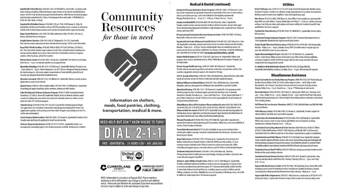 image of the scanned Community Resources pamphlet