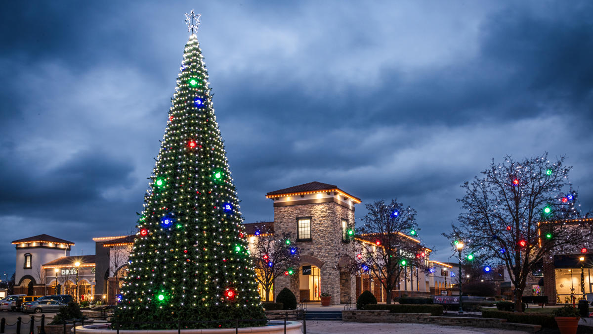 Jefferson Pointe Shopping Center during the holidays.