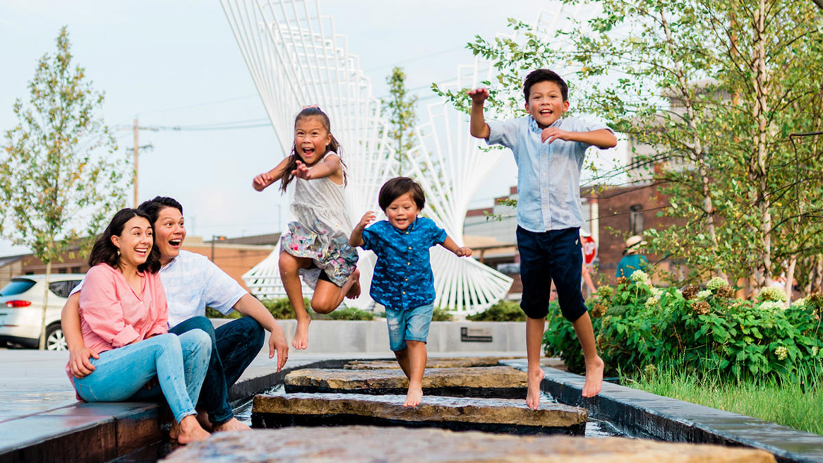 Family at Kids' Canal at Promenade Park