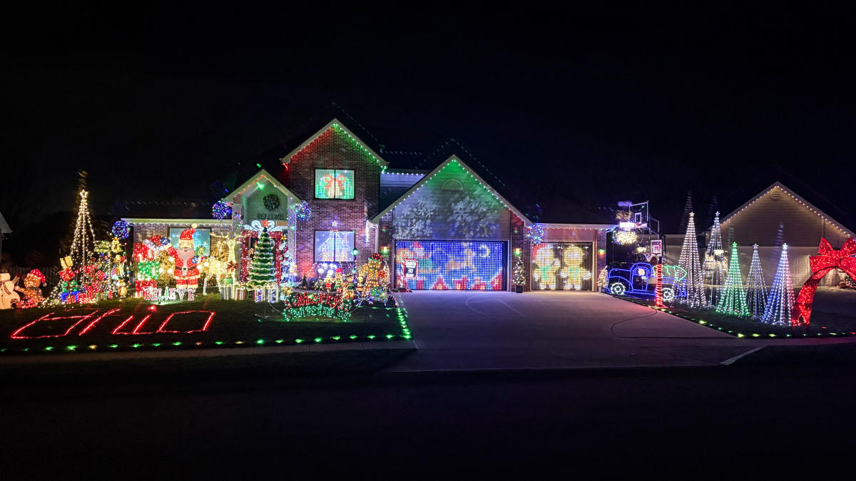 Holiday lights on display at 12913 Bordeaux Place in Fort Wayne