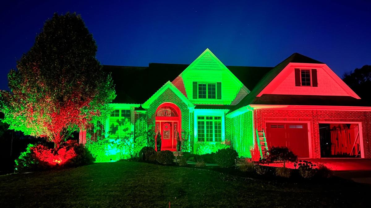 Holiday lights on display at 14659 Marlin Cove in Fort Wayne, Indiana.
