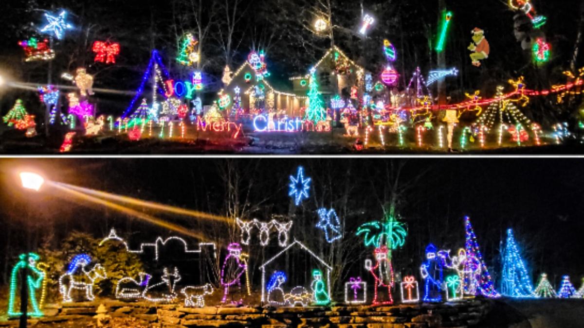 Holiday lights on display at 15509 Golden Eagle Nest in Huntertown