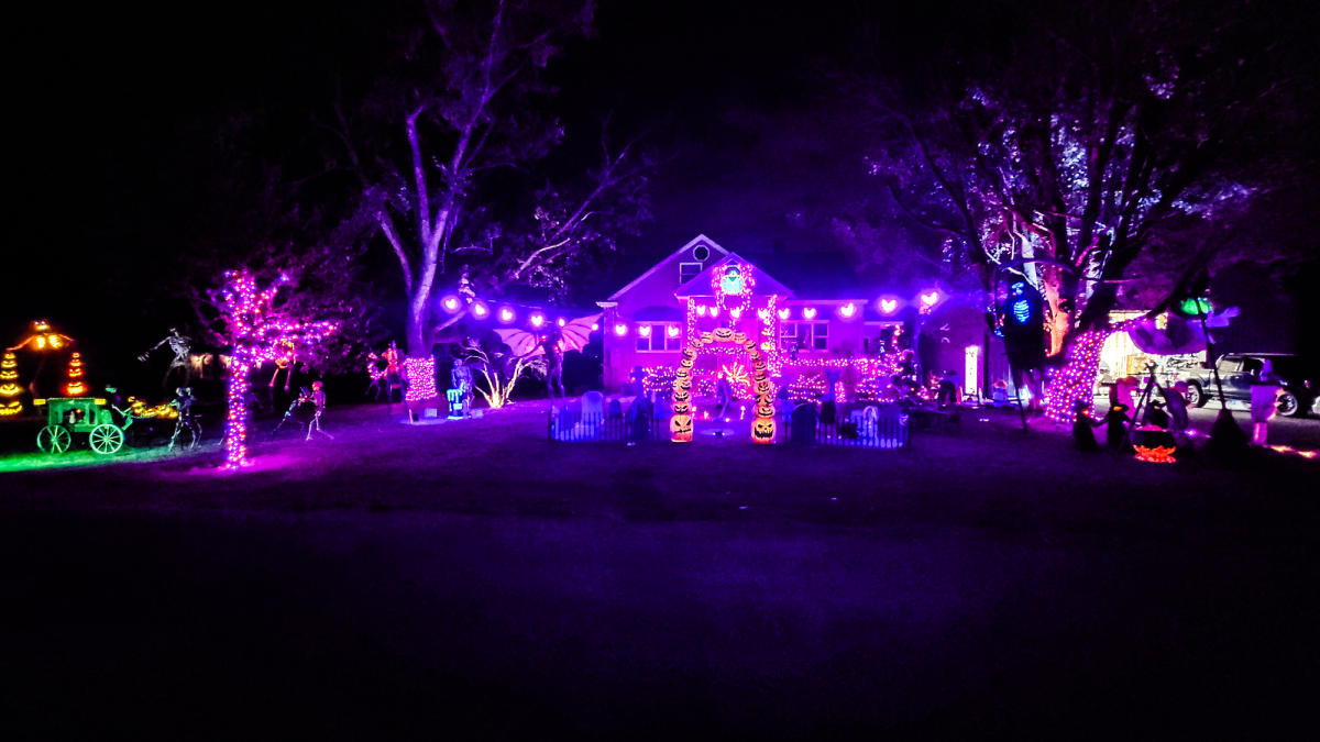 Halloween Lights Display at 10114 Douglass Road, Fort Wayne.