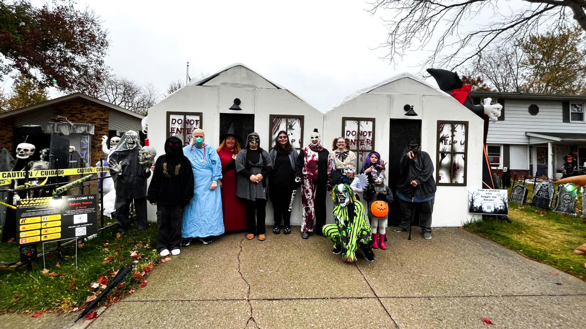 Halloween Lights Display at 4001 Aboite Lake Drive, Fort Wayne.