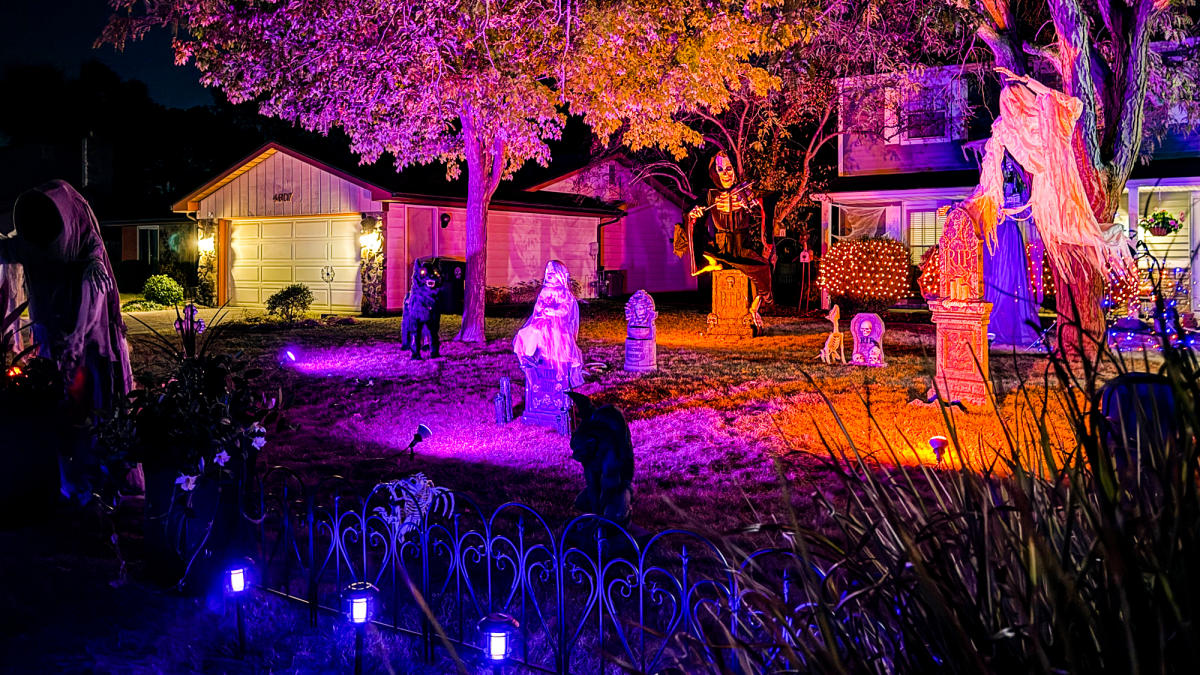 Halloween Lights Display at 4615 Mirror Light Place, Fort Wayne