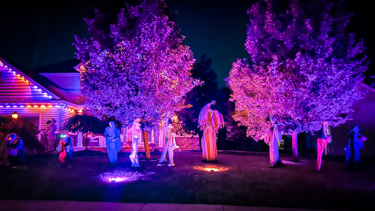 Halloween Lights Display at 7327 Allenbrook Blvd, Fort Wayne.