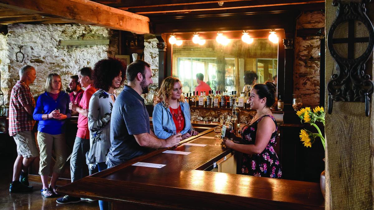 People tasting at the Springfield Manor Winery, Distillery & Brewery