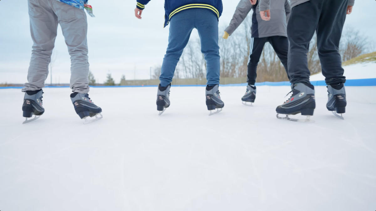 Kids ice skating