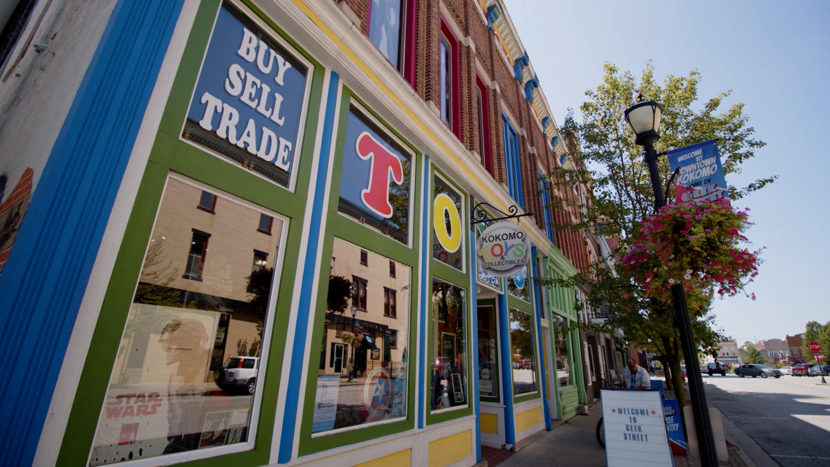 Exterior of Kokomo Toys and Collectibles toy store on Geek Street in Howard County