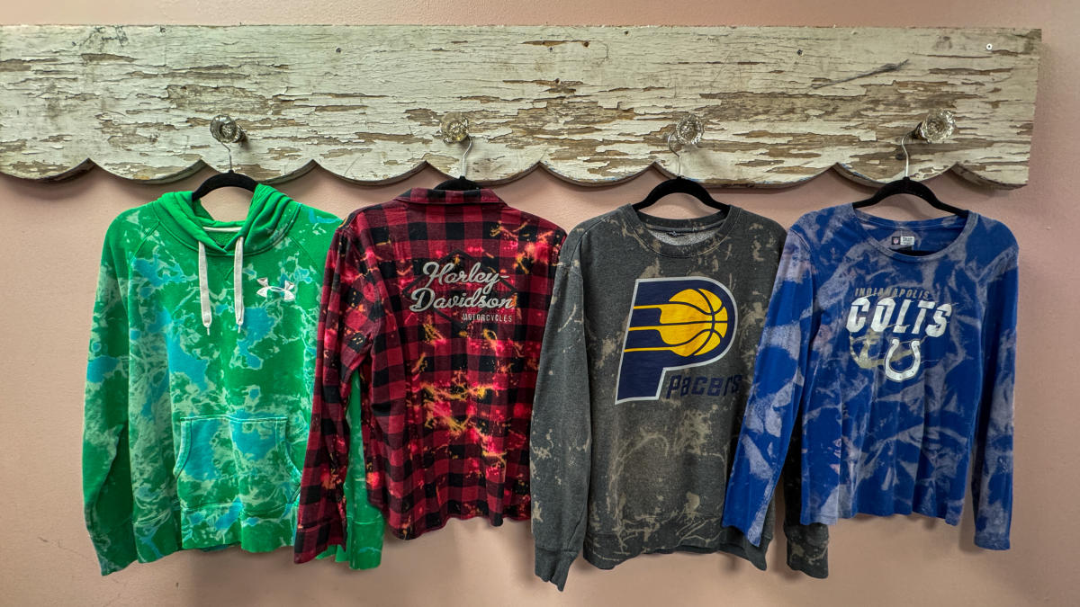 Bleached shirts at Style Threads Boutique in Avon, Indiana