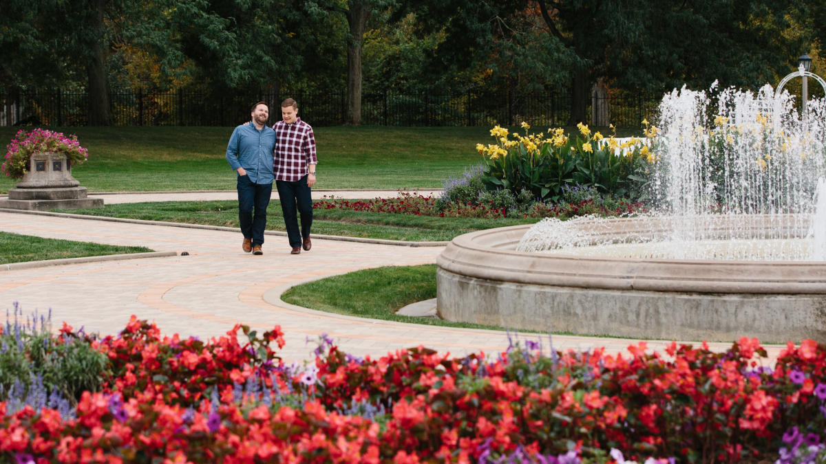 The sunken gardens in Garfield Park are a popular place to experience natural beauty.