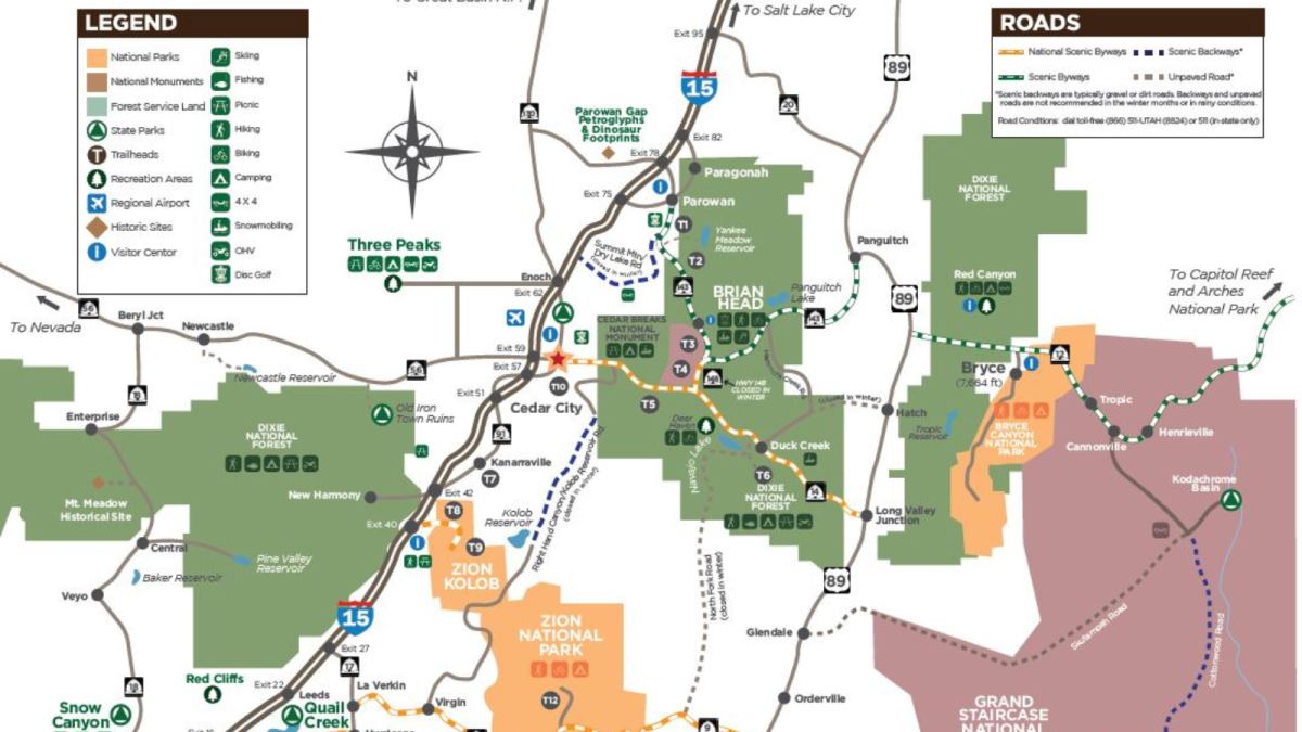 Southern Utah Area Map - Sized to Blog