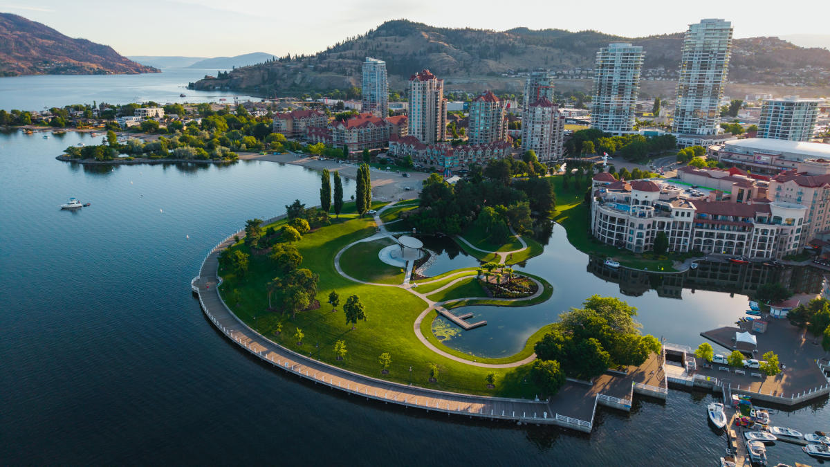 Downtown Kelowna During Summer Aerial 23