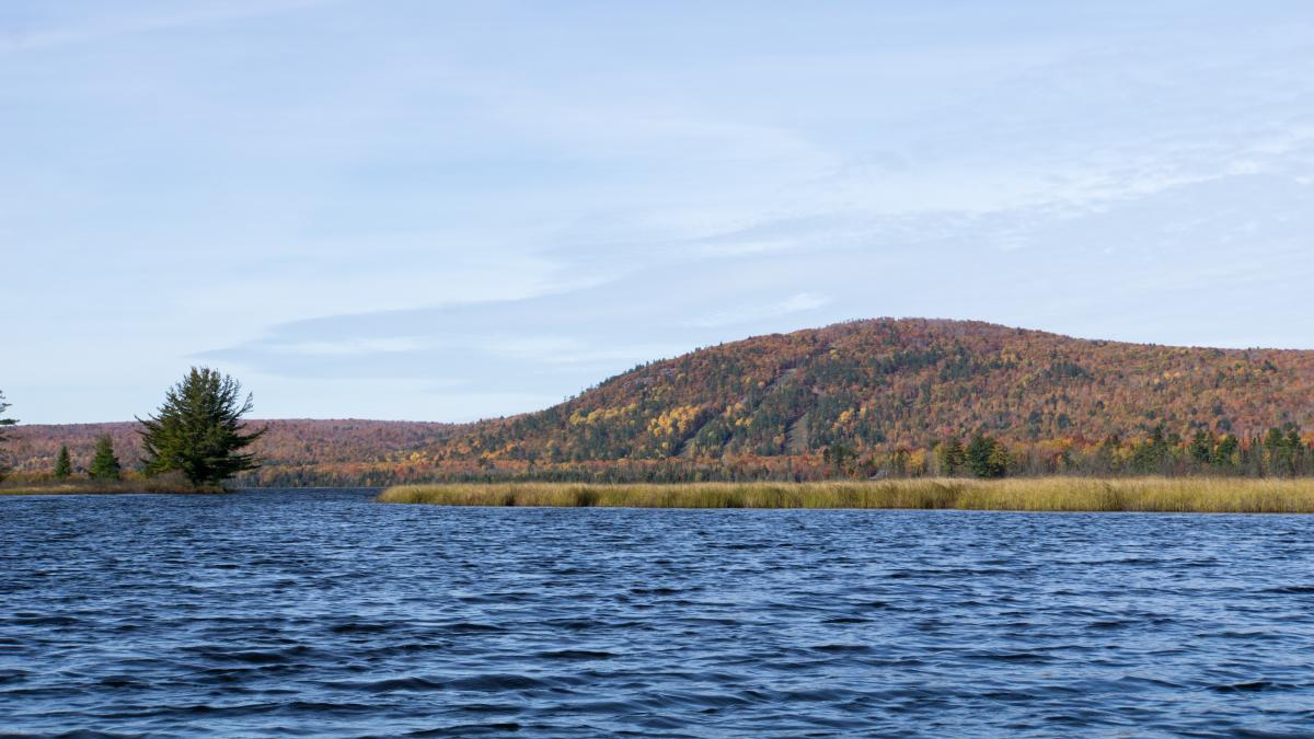 A view of Mount Bohemia from Lac La Belle Lake