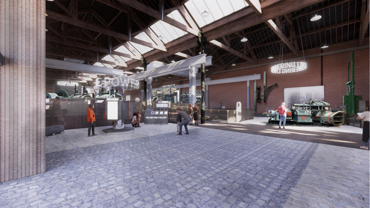 CGI assets of inside power hall reopening at science and industry museum