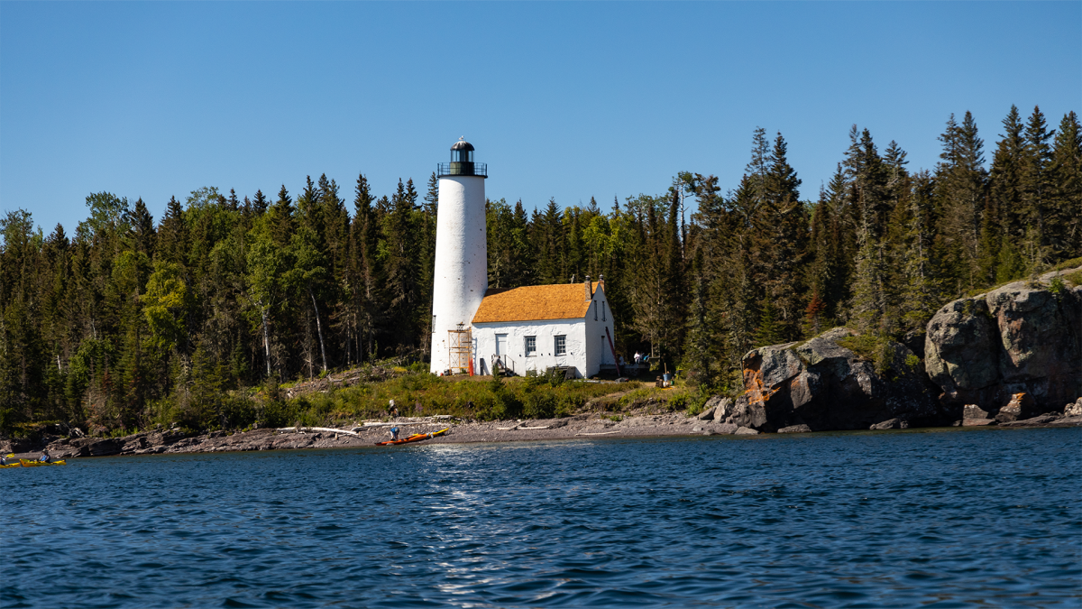 Rock Harbor Lighthouse at Isle Royale National Park, located in the Upper Peninsula of Michigan