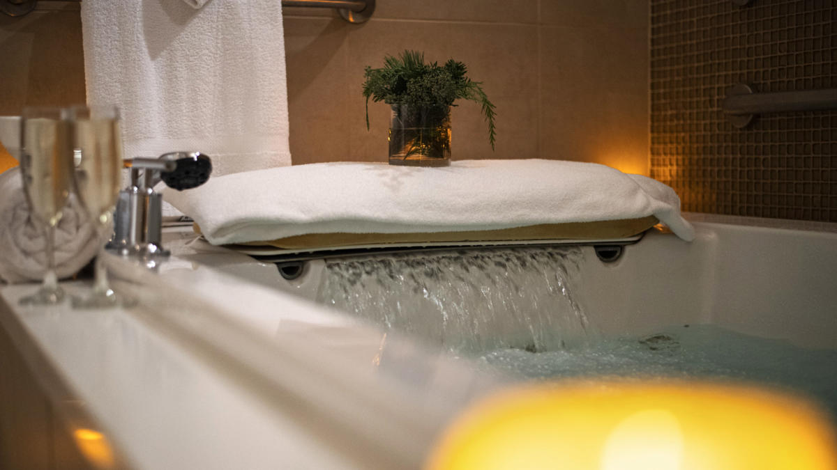 bathtub with relaxing ambiance