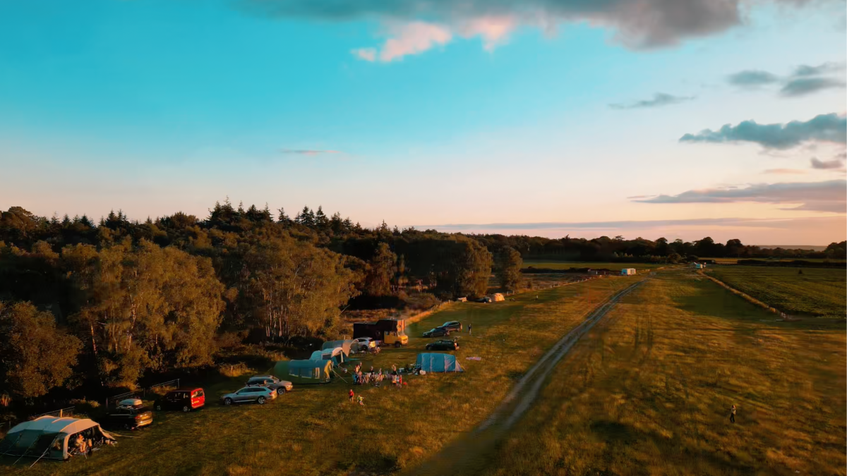 Drone shot of The Old Airfield in the New Forest