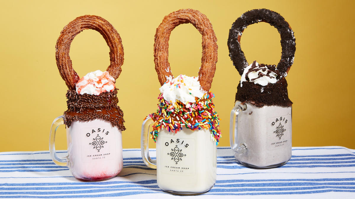 Oasis Ice Cream Shop Churro Drinks