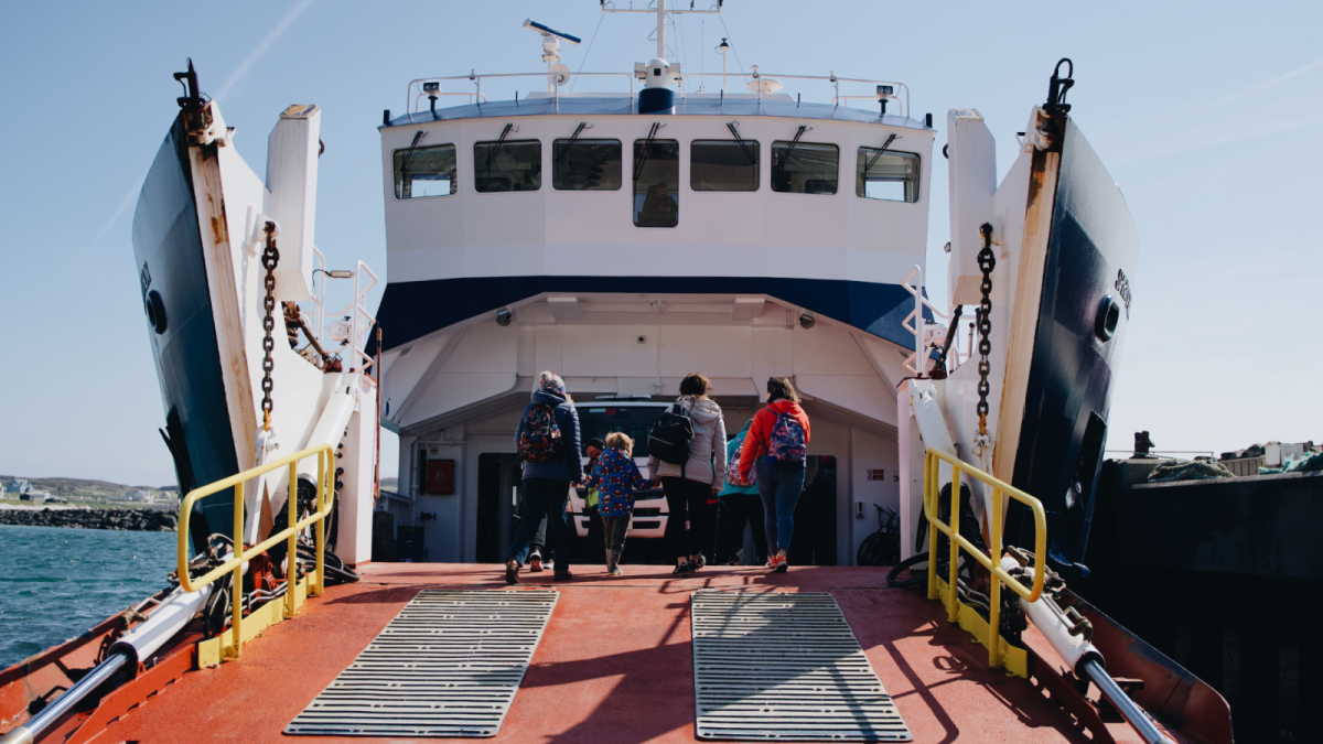Passengers board the Rathlin Ferry