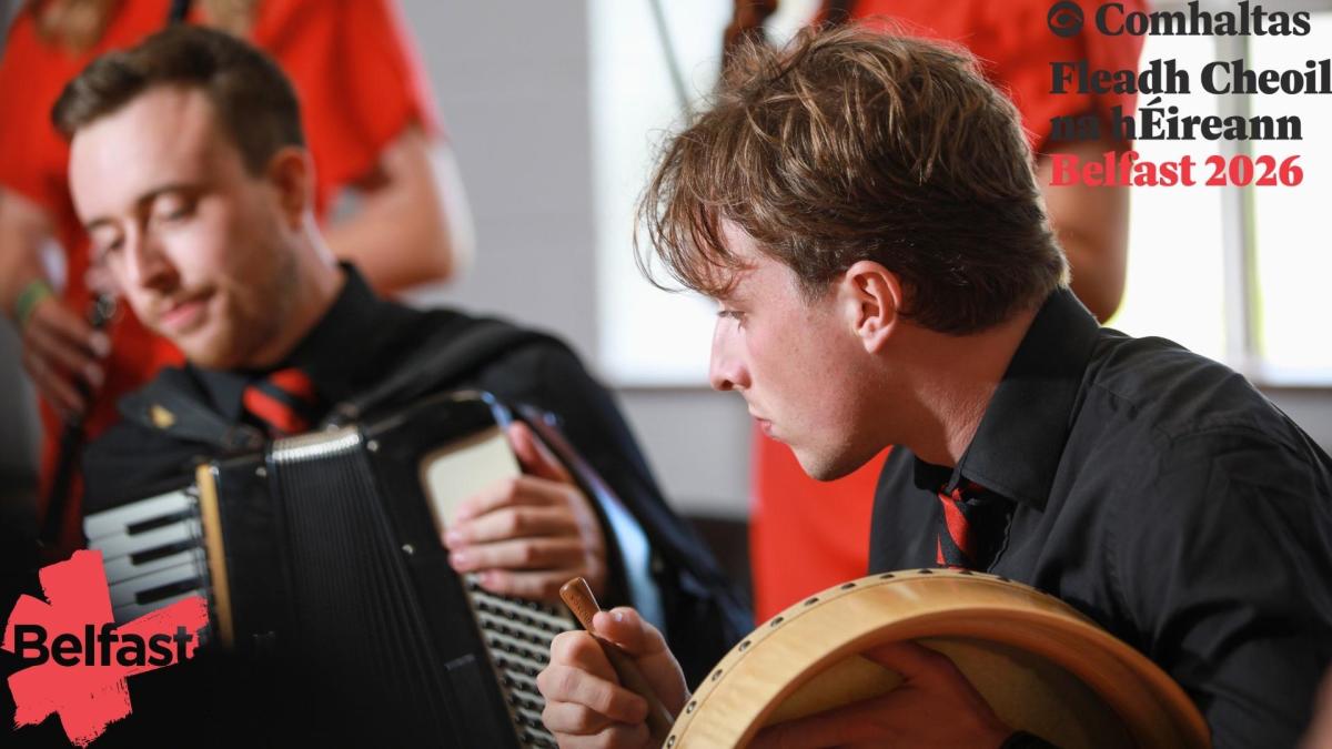 Musicians playing instruments at Fleadh Cheoil na hÉireann