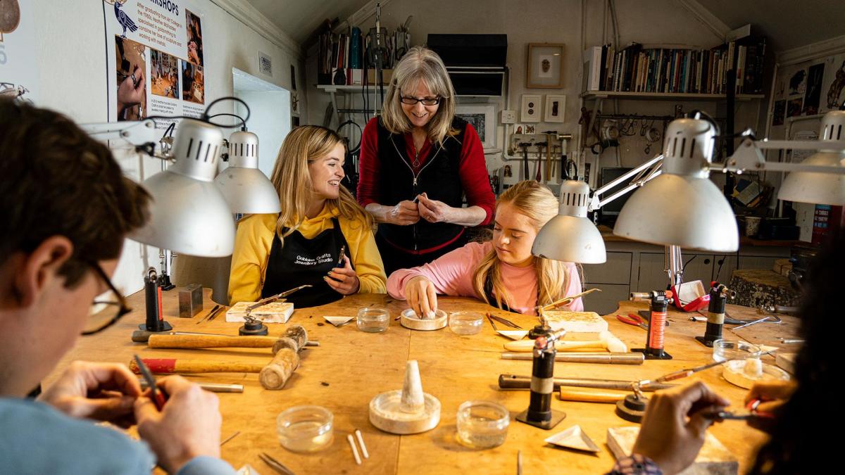 People at a jewellery making workshop