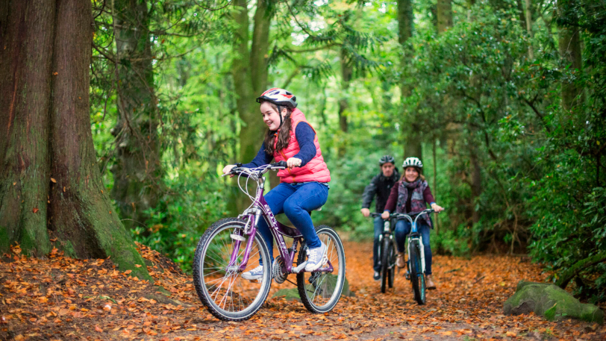 A family biking at Blessingbourne Estate
