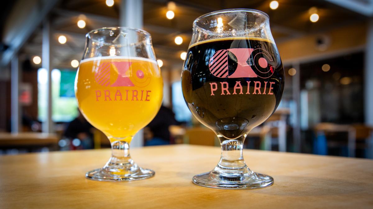 Two cups of beer at Prairie Artisan Ales