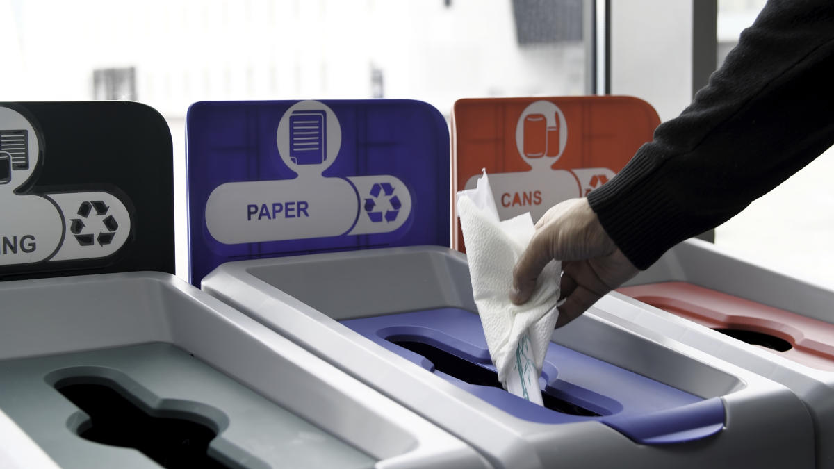 Recycling sorting bins