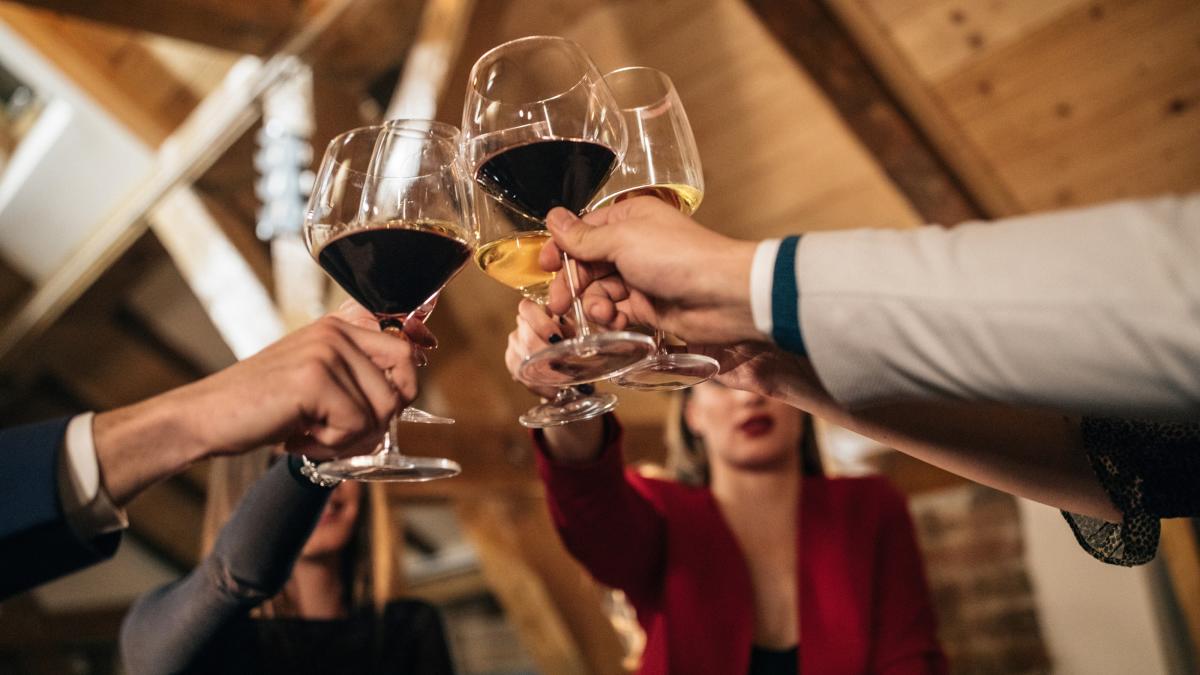 Wine Cheers Stock Photo