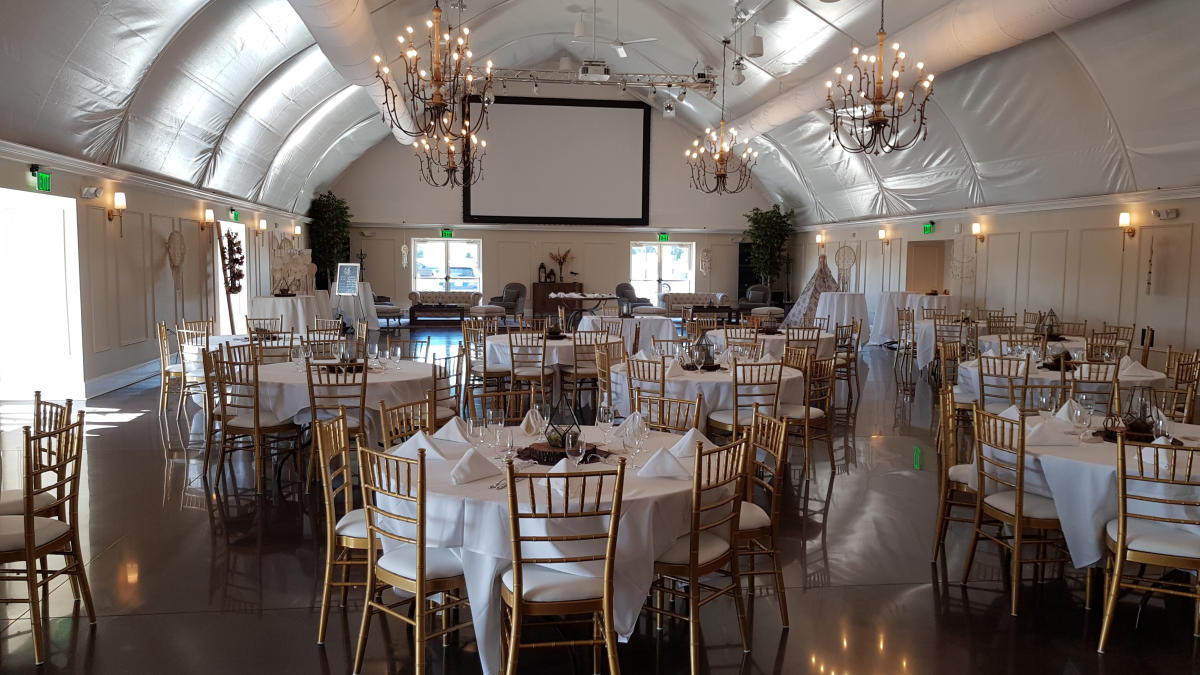 The Great Hall at Farm Brew Live set up for an event