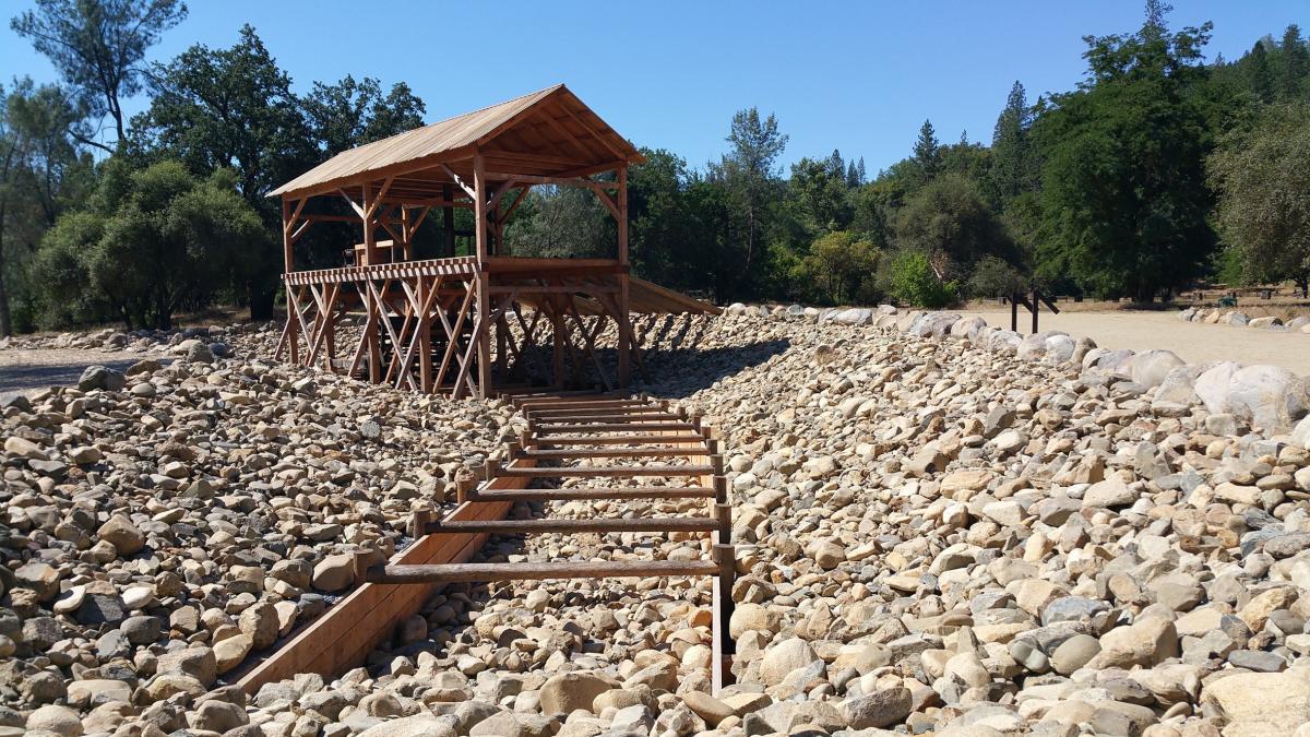 1800s rail structures in historic Marshall Gold Discovery State Park
