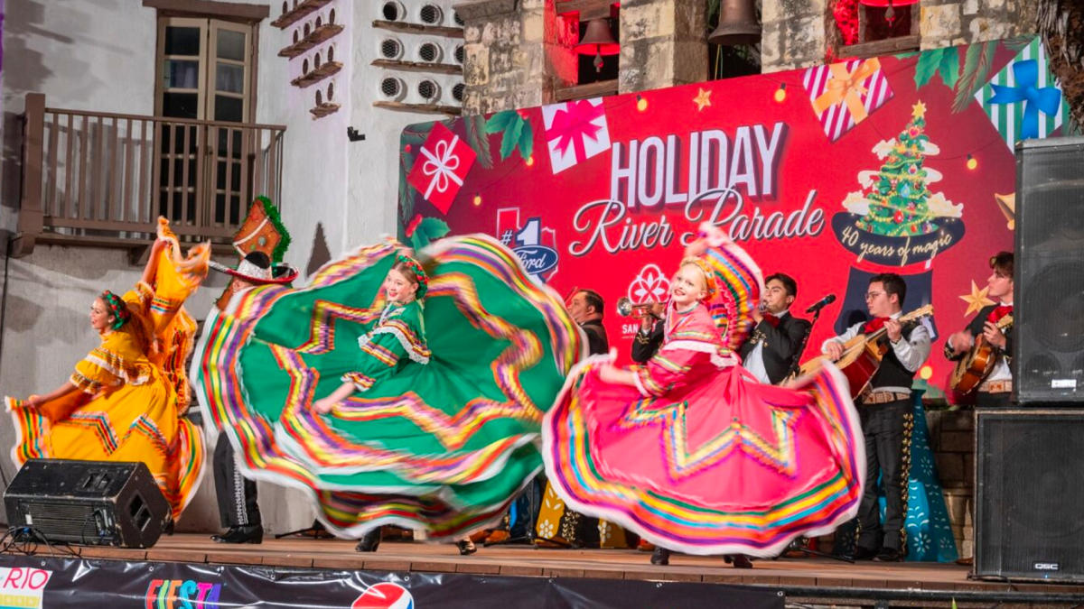 Folklorico dancers dancing onstage