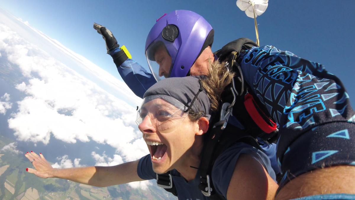 tandem student screaming for joy