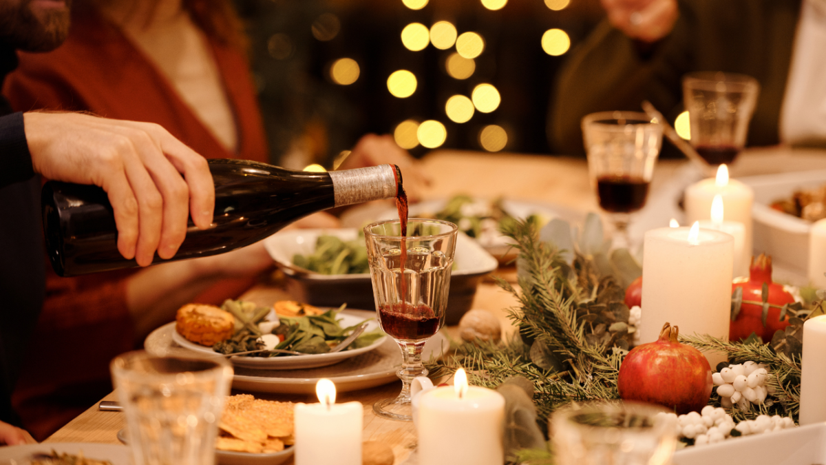 Holiday Dining with food and wine