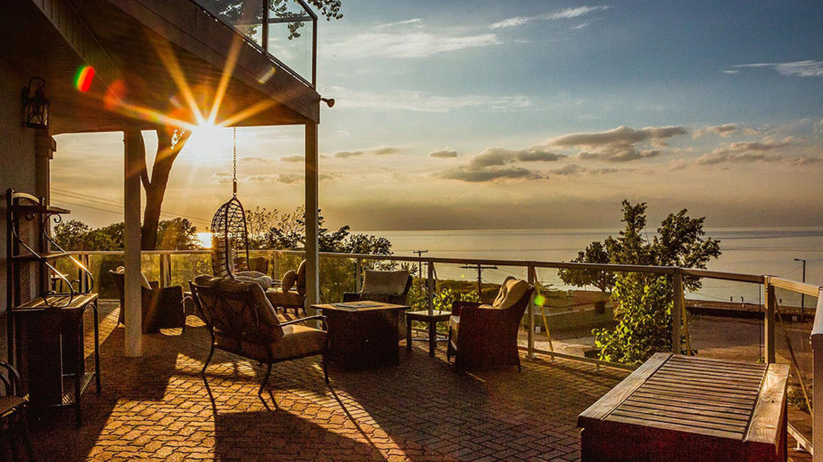 Patio off Lake Michigan at Miller Beach Vacation Rentals