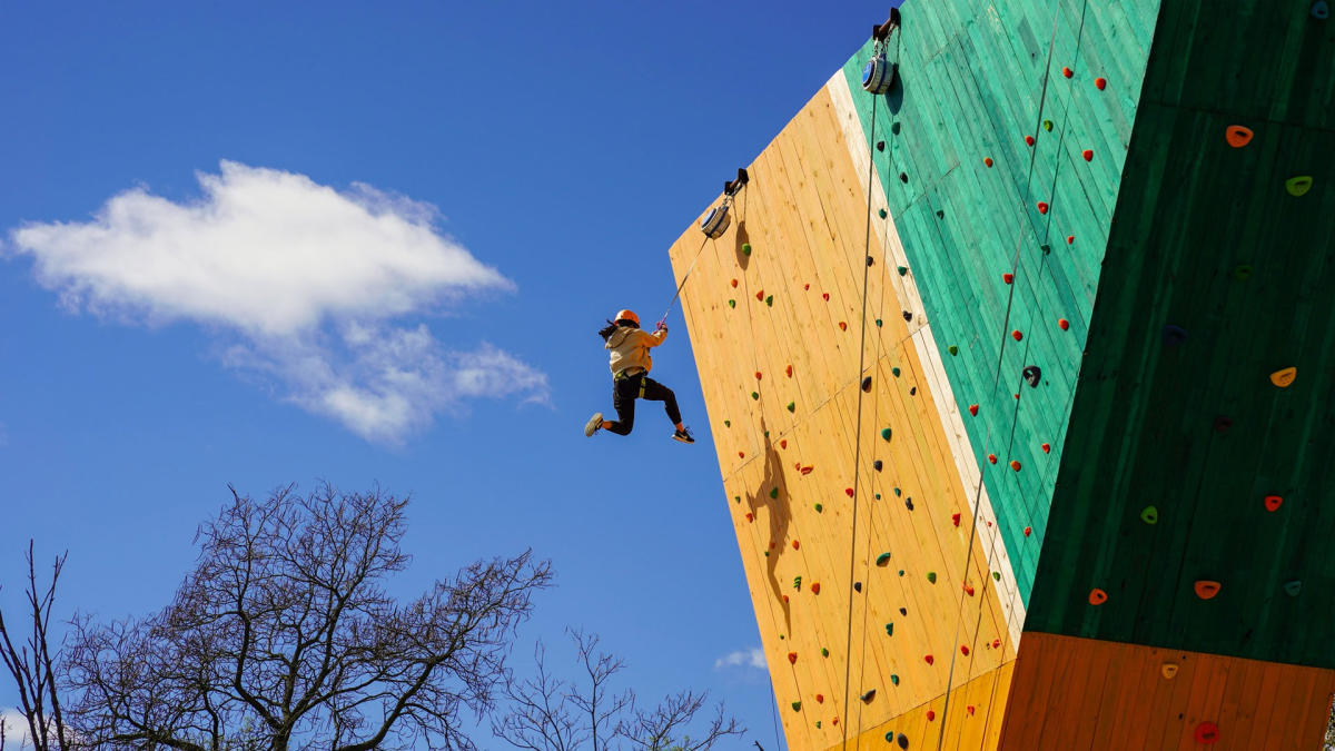 Crossroads YMCA wall climbing at Camp Triangle Hills