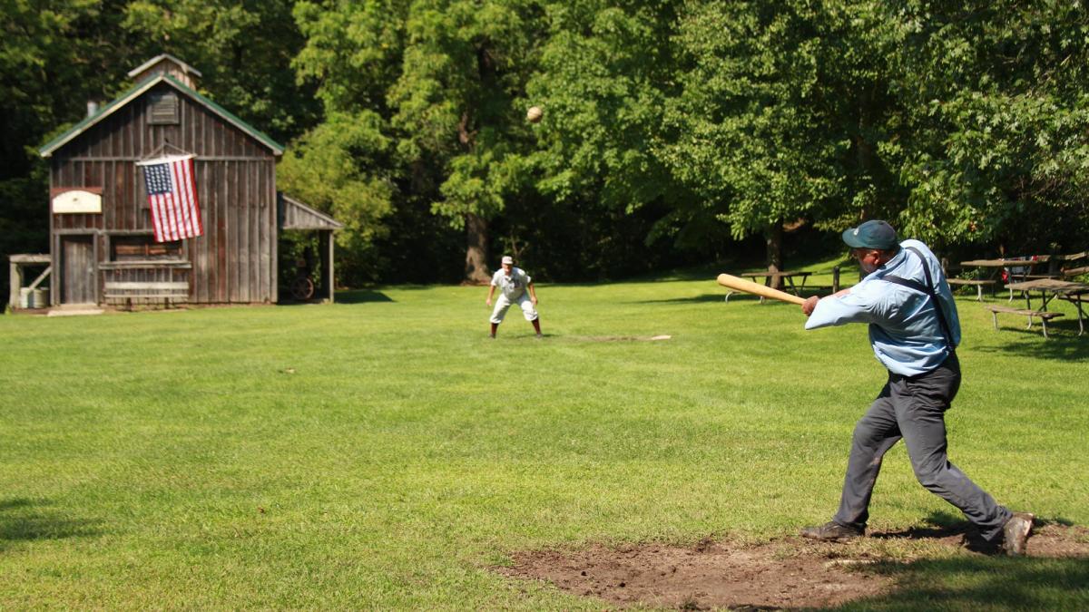 Deep River Grinders Baseball player batting