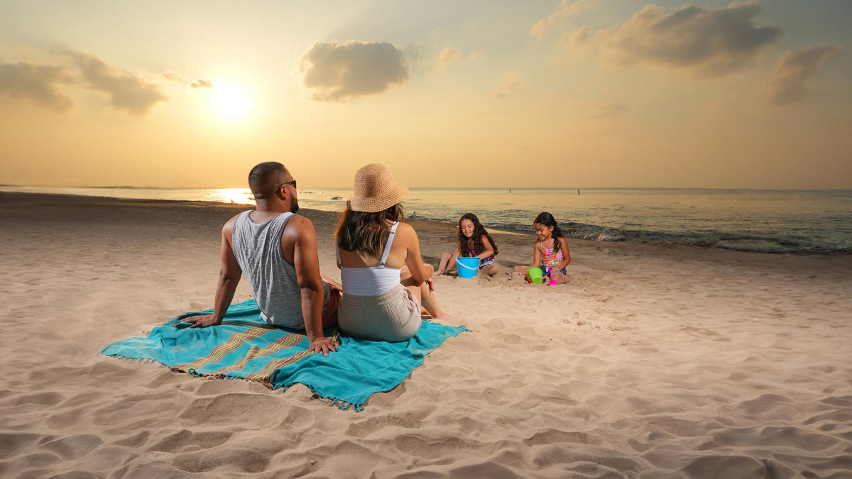Family at Sunset on Marquette Park Beach