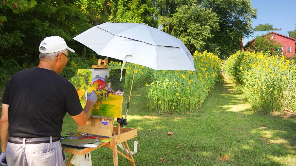 Plein air painter - Art Barn sunflower field